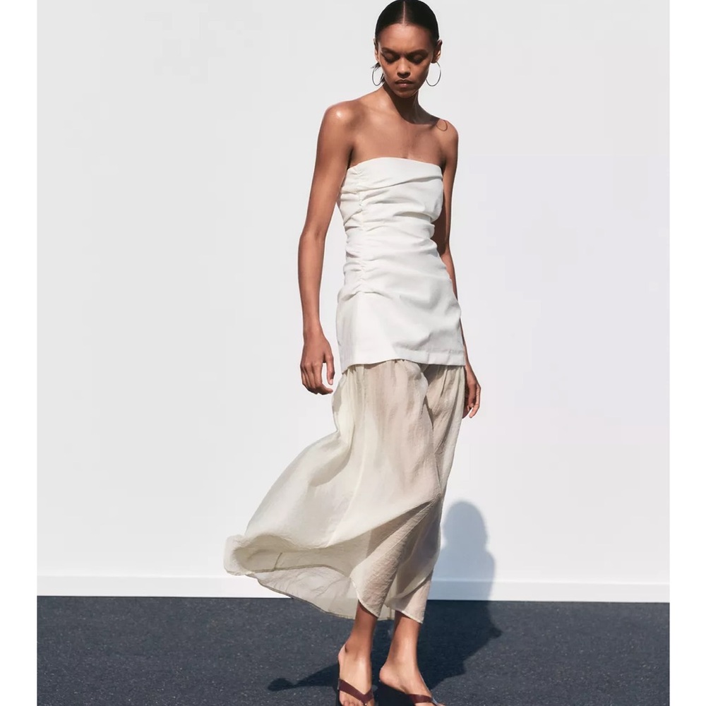 Zara NWT combination strapless midi dress ecru 3152/364 - open to offers